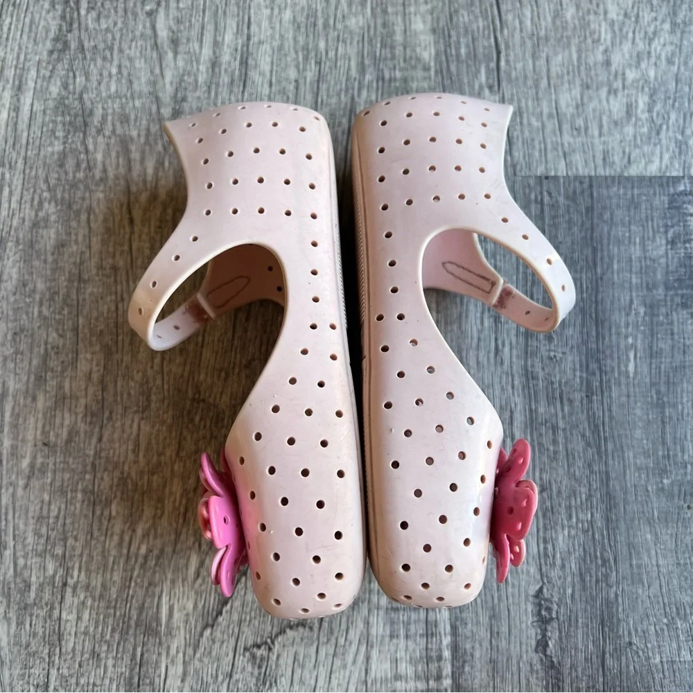 Mini Melissa Girl Jelly Pink Mary Jane Shoes Size 10 Flowers Floral
